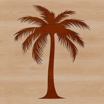 A single palm tree in silhouette against a bright blue sky.