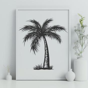 Illustrative palm tree illustration in a minimalist design style, suitable for digital use.