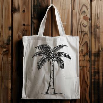 A group of palm trees swaying in the wind near a beach.