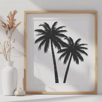 A standalone palm tree illustration suitable for graphic design and crafting projects.