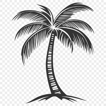 A digital illustration of a single palm tree in a vector format.