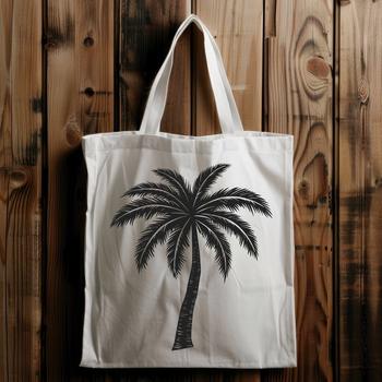 A single palm tree with a clear trunk and long fronds, suitable for vector design projects.