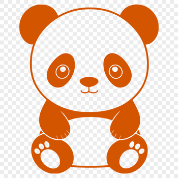 A black and white illustration of a wild panda in a serene forest environment.