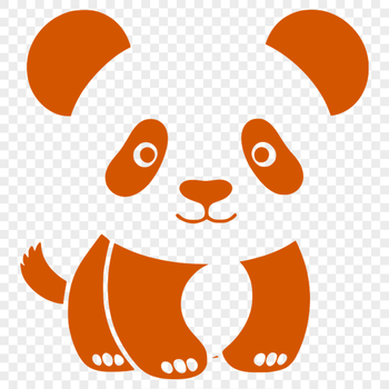 A digital illustration of a panda in black lines on a white background.
