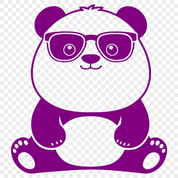 A cartoon representation of a wild animal, specifically a giant panda, wearing sunglasses in a playful pose.