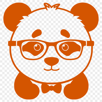 A cartoon illustration of a panda wearing glasses, created as a vector graphic.