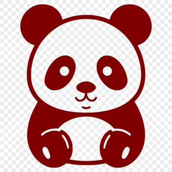 A simple line drawing of a cute panda animal in full body pose.