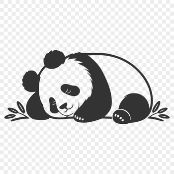 A simple illustration of a panda bear in a relaxed pose.