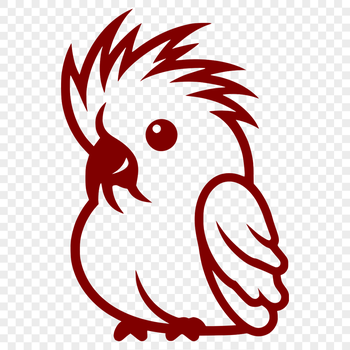 A simple line drawing of a cute parrot in full body pose