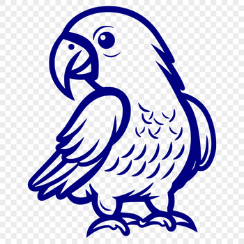 A colorful illustration of a parrot in full body pose.