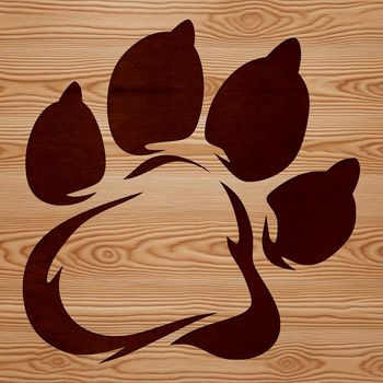 A detailed illustration of an animal paw print with individual toes clearly defined.