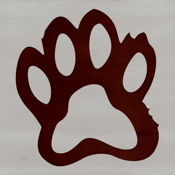 Vector graphic design featuring a stylized paw print with clean lines and shapes.