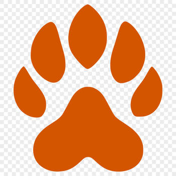 Graphic design element featuring multiple dog and cat paws arranged together as clip art.