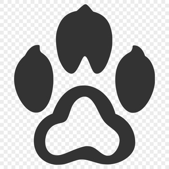 Graphic illustration of dog paws and cat paws side by side.
