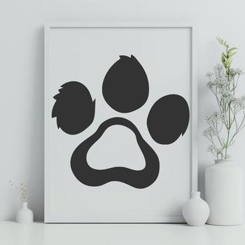 Illustrated paw print design featuring detailed animal print details.