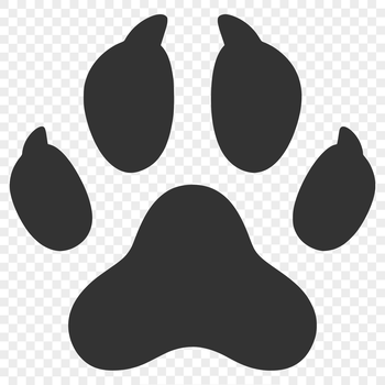 A stylized vector illustration of animal paw prints in various shapes and sizes.