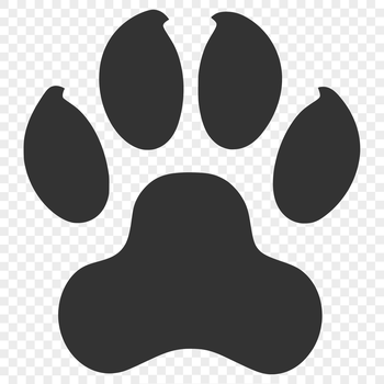 A stylized illustration of an animal paw print.