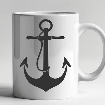 Nautical anchor silhouette in vector format, ideal for cruise ship design or marine-themed projects.