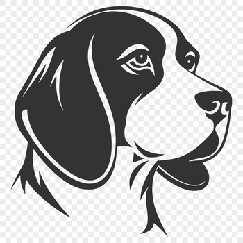 A vector illustration of a beagle's head with detailed features.
