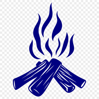 An illustration of a campfire with flames burning in the outdoors.