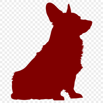 A full-body illustration of a sitting Corgi in a simple silhouette style.