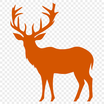 A detailed silhouette of a deer's full body in vector format.