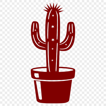 A stylized illustration of a desert plant with spines.