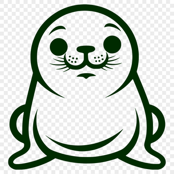 A simple line drawing of a cute sea creature, depicted in full body form.