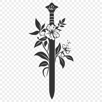A graphic illustration of a medieval-style sword, suitable for vector designs.