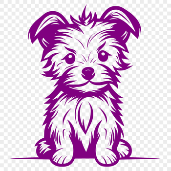 A full-body illustration of a sitting Yorkshire Terrier breed dog.