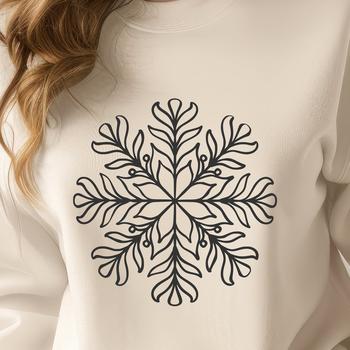 Detailed snowflake design for winter decorations and Christmas themes.
