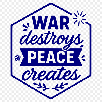 Anti-war quote vector graphic with inspirational message on peace and unity.