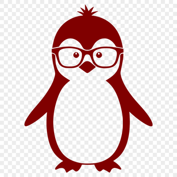 An illustration of a penguin in black and white vector format.