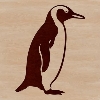 A close-up illustration of a penguin's feathers and beak, set against a white background.