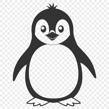 A black-and-white penguin standing on the ice, designed as a vector graphic.