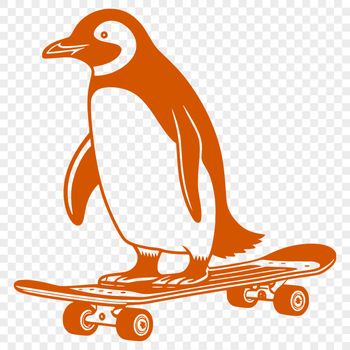 A cartoon penguin on a skateboard, created as a vector graphic.