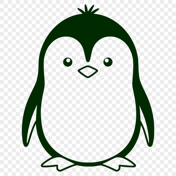 A simplified illustration of a penguin standing on ice.