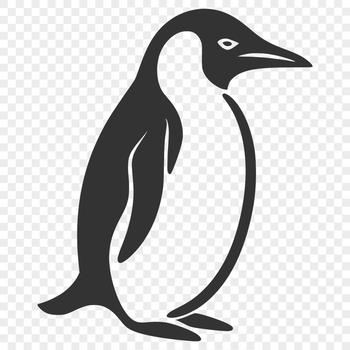 A detailed illustration of a penguin's full body, showcasing its distinctive features.