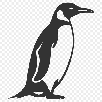 A full-body illustration of a penguin in profile, suitable for vector design.