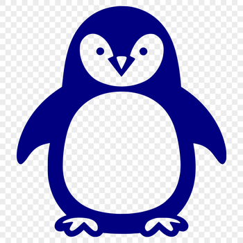 A simple line drawing of a penguin's full body from side view.