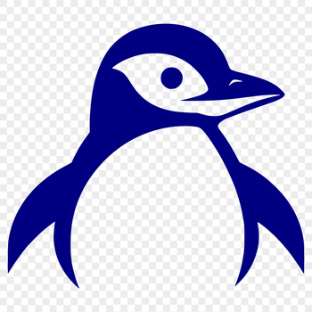 A simple illustration of a penguin's head with a rounded body and distinctive beak.