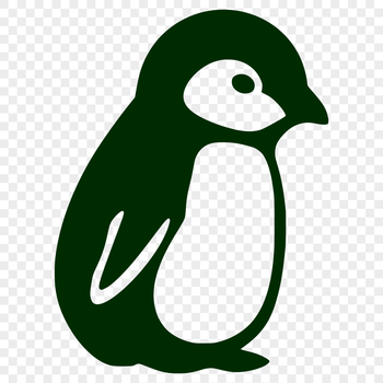 A simple line drawing of a full body penguin, depicted as a cute sea creature in a straightforward illustration style.