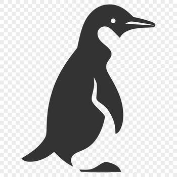 A simple line drawing of a penguin in its natural habitat.
