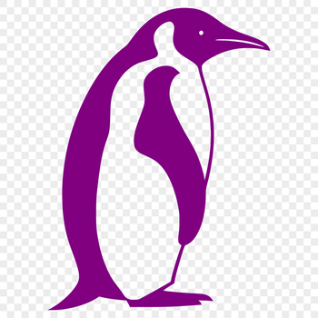 A vector graphic representation of a penguin from head to toe.