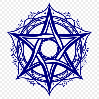Ornate design featuring a witchcraft symbol with intricate details.