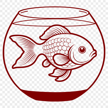A simple illustration of a goldfish in a fish bowl, suitable for design projects.