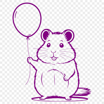 A small, cute hamster sitting on a colorful balloon.