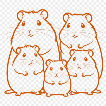 A small, furry hamster in a cage, illustration style, suitable for family pet themes.