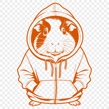 A cartoon Guinea Pig wearing a colorful hoody, suitable for vector art designs.