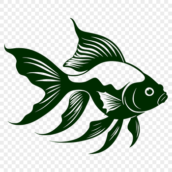 A cartoon illustration of a domesticated goldfish in various colors.